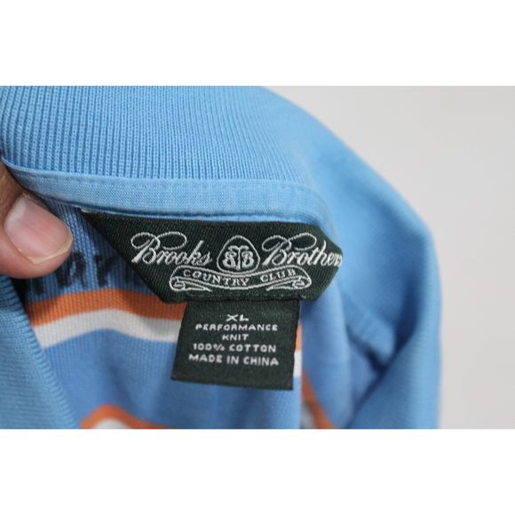 Brooks Brothers Men Shirt Blue Orange Striped Collared Shirt Size XL - Picture 2 of 10